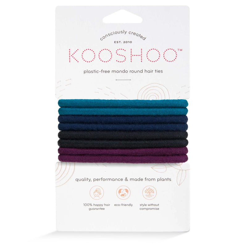 Kooshoo - Plastic Free Organic Cotton Hair Ties 8 Pack - Dark Hues