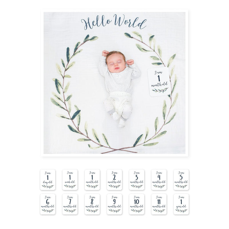 Lulujo - Baby's First Year; Blanket and Cards Set