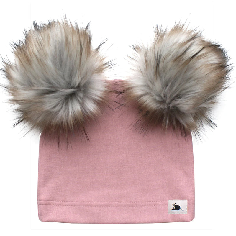 Lille Mus - Double Pom Beanie Rose