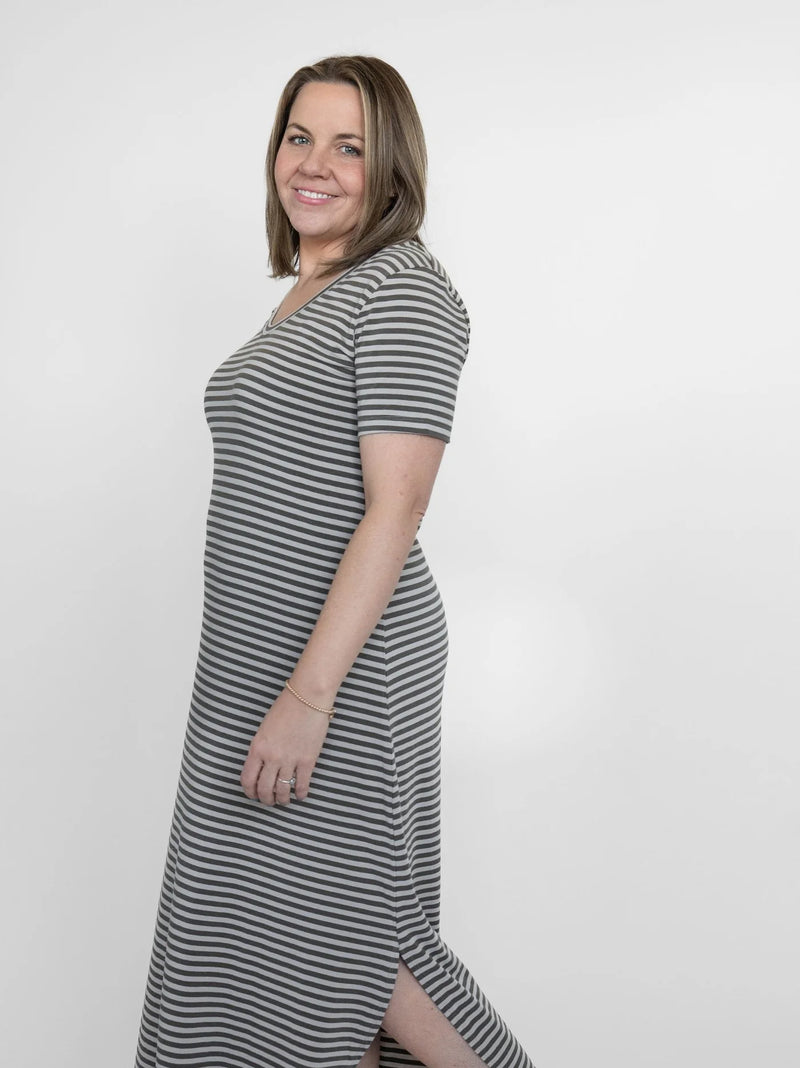 Blondie Apparel - Field Dress Stone Clay Stripe