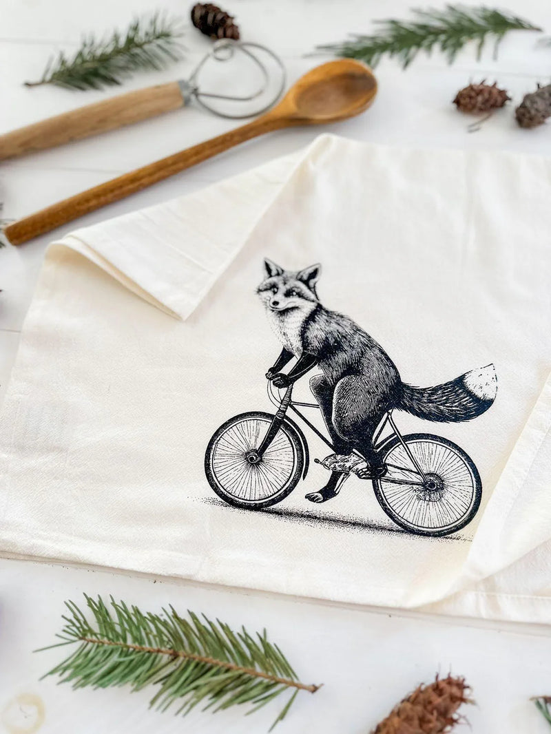 Your Green Kitchen - Tea Towel Biking Fox