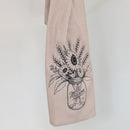 Your Green Kitchen - Tea Towel Jar of Flowers on Taupe Linen