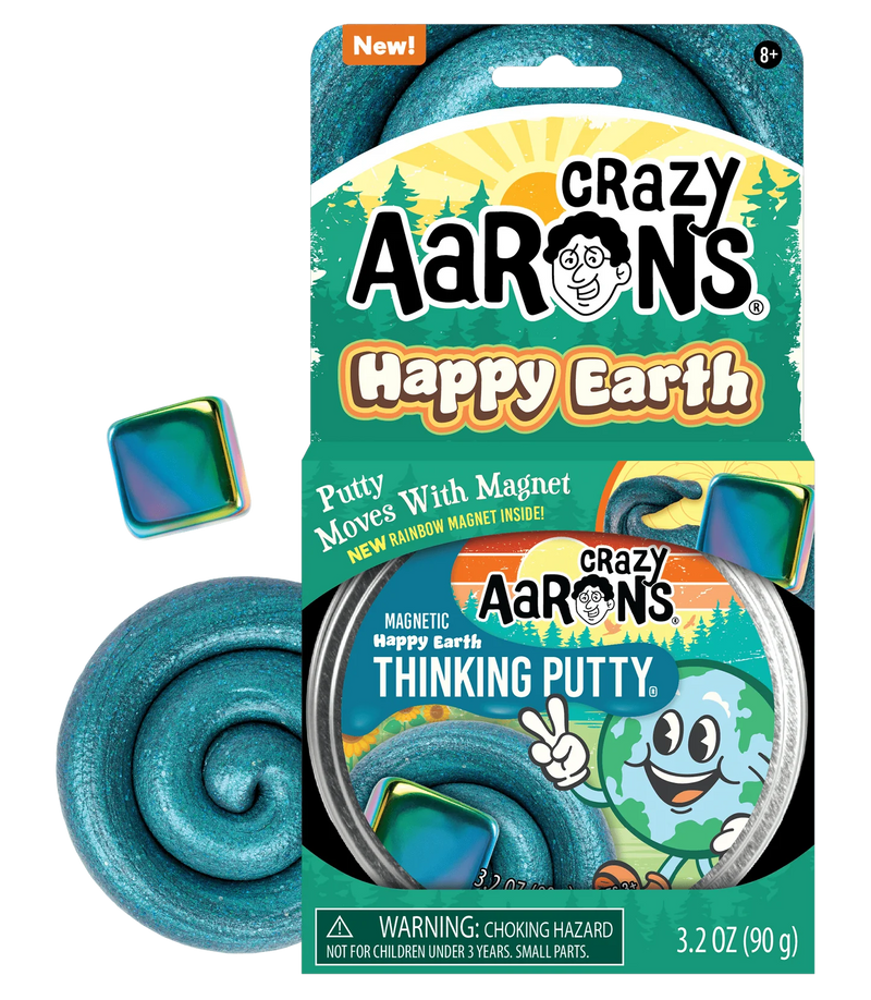 Crazy Aaron Thinking Putty - 4" Tin  Magnetic Storm Collection- Happy Earth