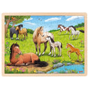 Goki - 96pc Wooden Jigsaw Puzzle - Summer On The Horse Meadow
