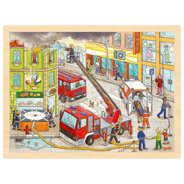 Goki 96 pc Wooden Jigsaw Puzzle - Firefighting