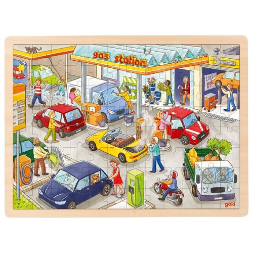 Goki - 96pc Wooden Jigsaw Puzzle - Petrol Station