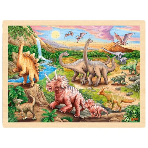 Goki - 96pc Wooden Jigsaw Puzzle - Dinosaur Track