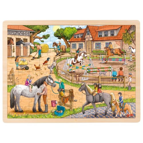 Goki - 96pc Wooden Jigsaw Puzzle - Riding Stable