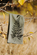 Your Green Kitchen - Tea Towel Leafy Fern on Forest Green Linen