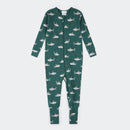 Petit Lem Convertible Sleeper Shark Print on Deep Green