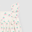Miles The Label Cherries on Ivory Crinkle Dress