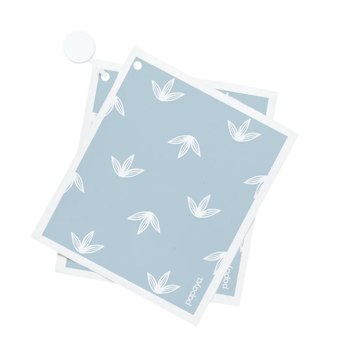 Papaya Reusable Paper Towel 2-pack 2 Sheets + 1 Hanging Hook - Baby Blues