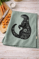 Your Green Kitchen - Tea Towel Otter on Green Smoke Linen