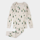 Petit Lem Christmas Tree Print on Cream PJ Set