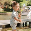 Petit Lem Sharks on Light Grey Romper