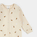 Petit Lem Ribbed Sleeper Bees Print on Beige