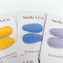 Aurelia & Co. Baby  Mini Fabric Hair Barrettes  Polka Dot - Embroidered