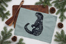 Your Green Kitchen - Tea Towel Otter on Green Smoke Linen