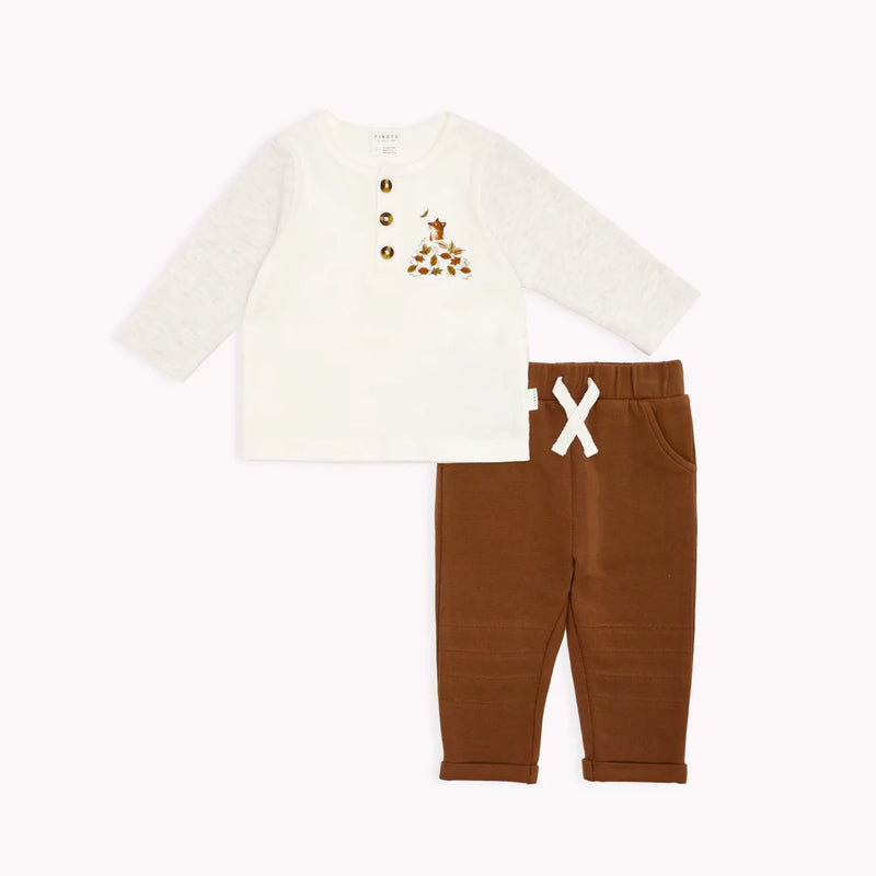 Petit Lem - Fox in Leaves Henley Outfit