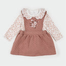 Petit Lem Floral Terracotta Quilted Overall Dress
