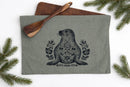 Your Green Kitchen - Tea Towel Floral Seal on Forest Green Linen (Copy)