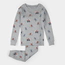 Petit Lem Hockey Player Print on Heather Grey PJ Set