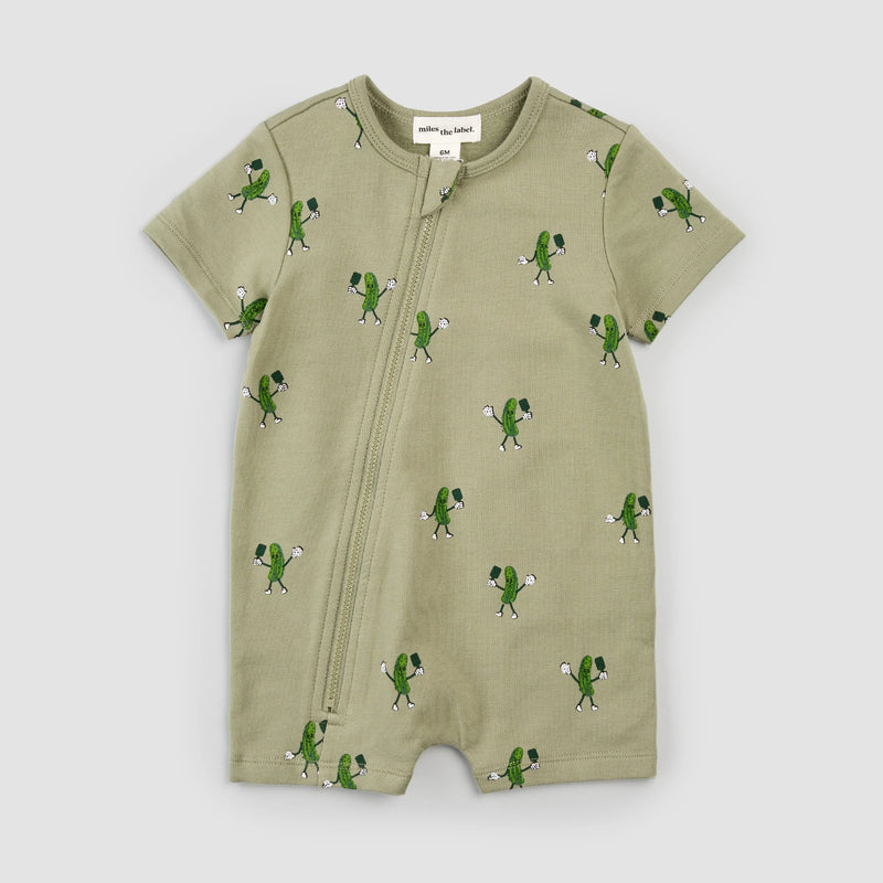 Miles The Label Pickle Ball Sage Green Zip Shorts Romper