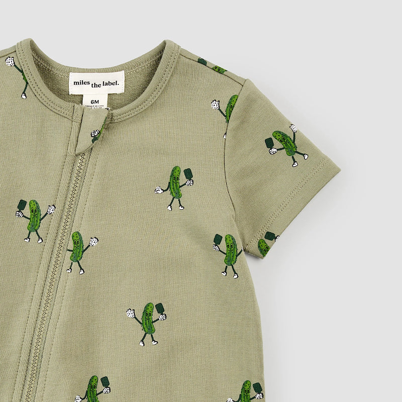 Miles The Label Pickle Ball Sage Green Zip Shorts Romper