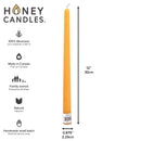 Honey Candles - 12" Natural Beeswax Taper