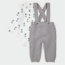 Petit Lem Penguin Print Quilted Overall Set