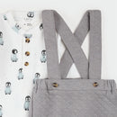 Petit Lem Penguin Print Quilted Overall Set