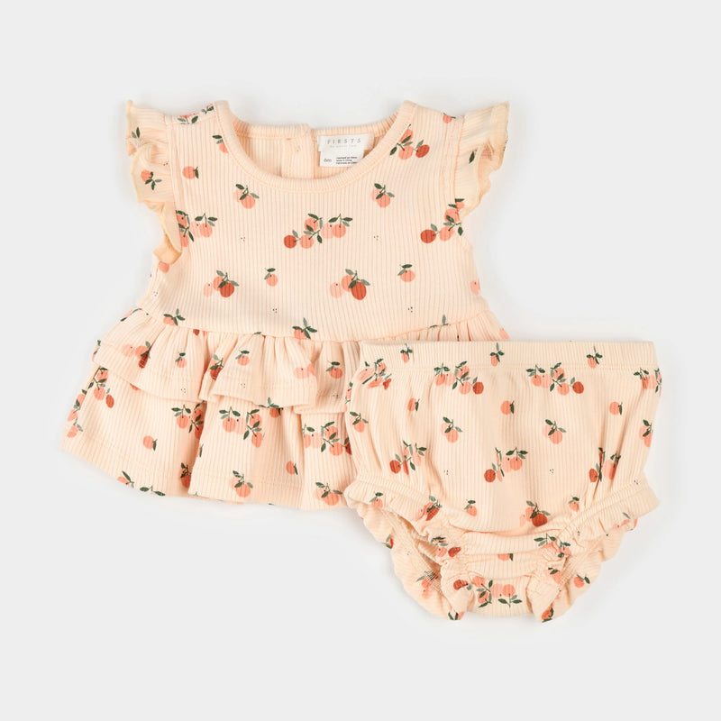 Petit Lem Argumes Print Ribbed Outfit Set