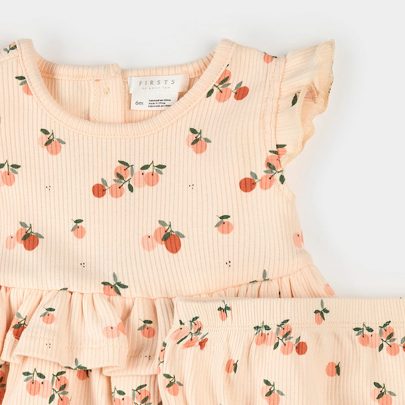 Petit Lem Argumes Print Ribbed Outfit Set