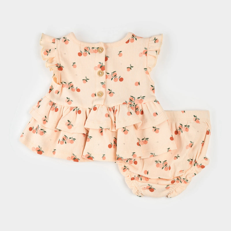 Petit Lem Argumes Print Ribbed Outfit Set