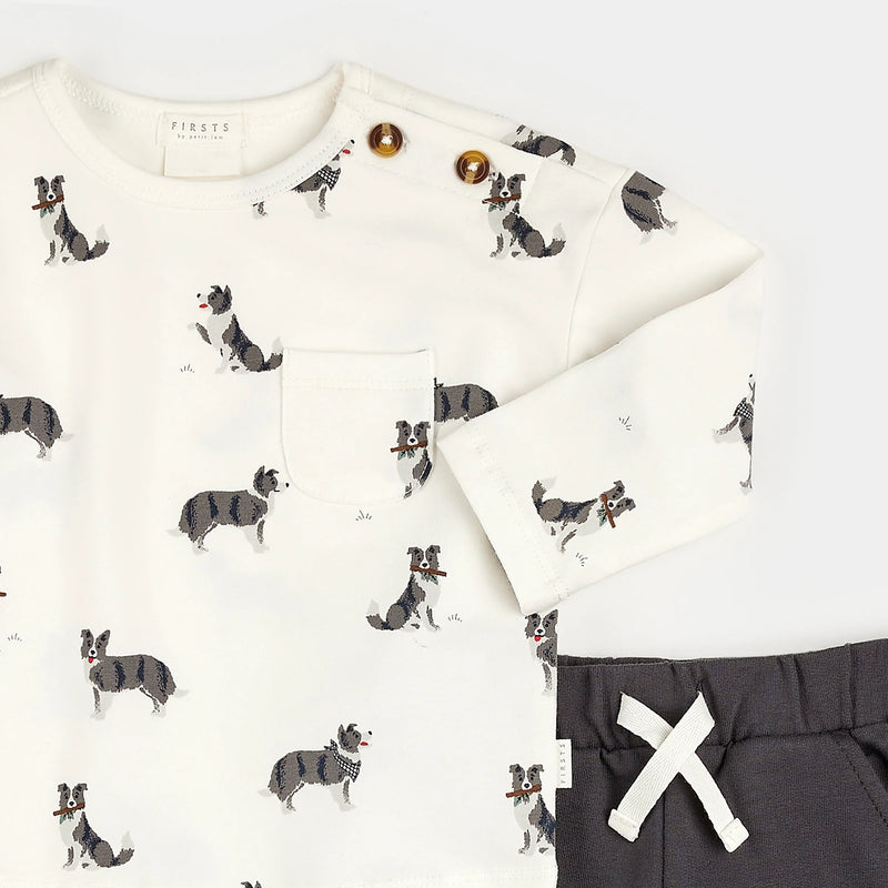 Petit Lem Australian Shepard Print Outfit Set - FINAL SALE