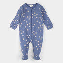 Petit Lem Baseball Print on Ribbed Royal Blue Footed Sleeper - FINAL SALE