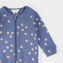 Petit Lem Baseball Print on Ribbed Royal Blue Footed Sleeper - FINAL SALE