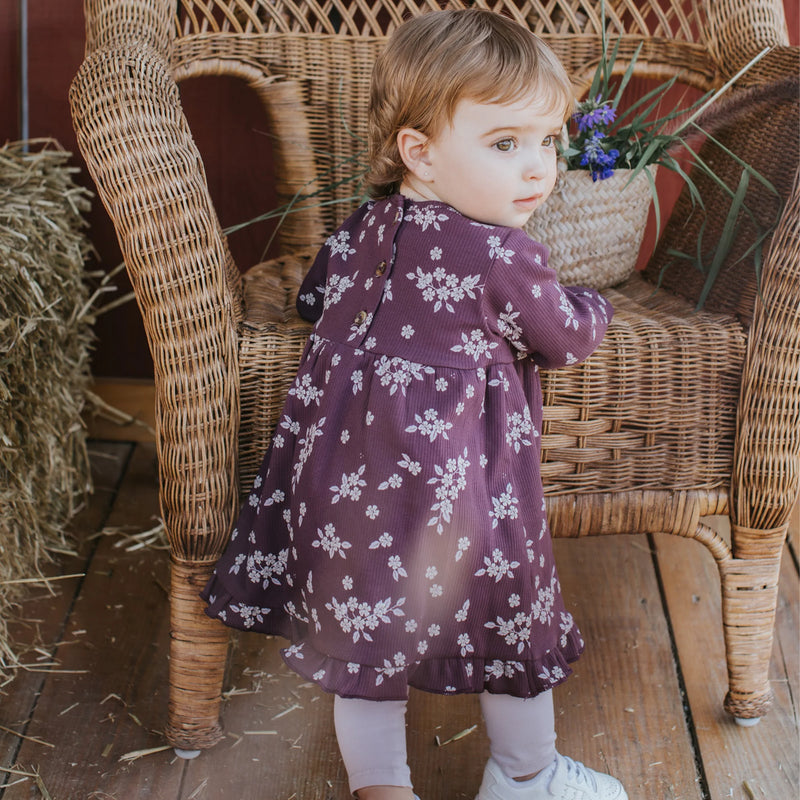 Petit Lem Fall Botanicals Print Jersey Dress Set - FINAL SALE