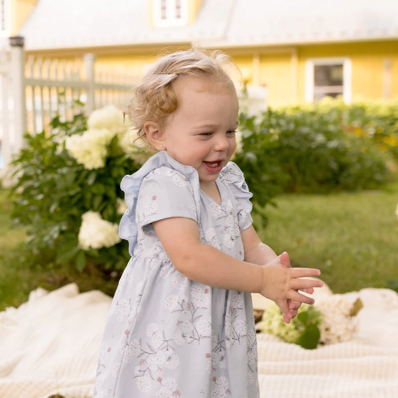 Petit Lem Hydrangea Print on Sky Blue Bodysuit Dress