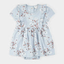 Petit Lem Hydrangea Print on Sky Blue Bodysuit Dress - FINAL SALE