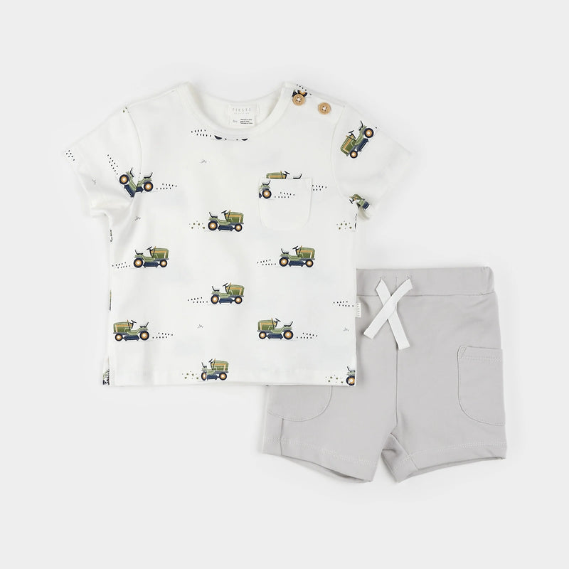 Petit Lem Lawnmower Print T-shirt & Short Set