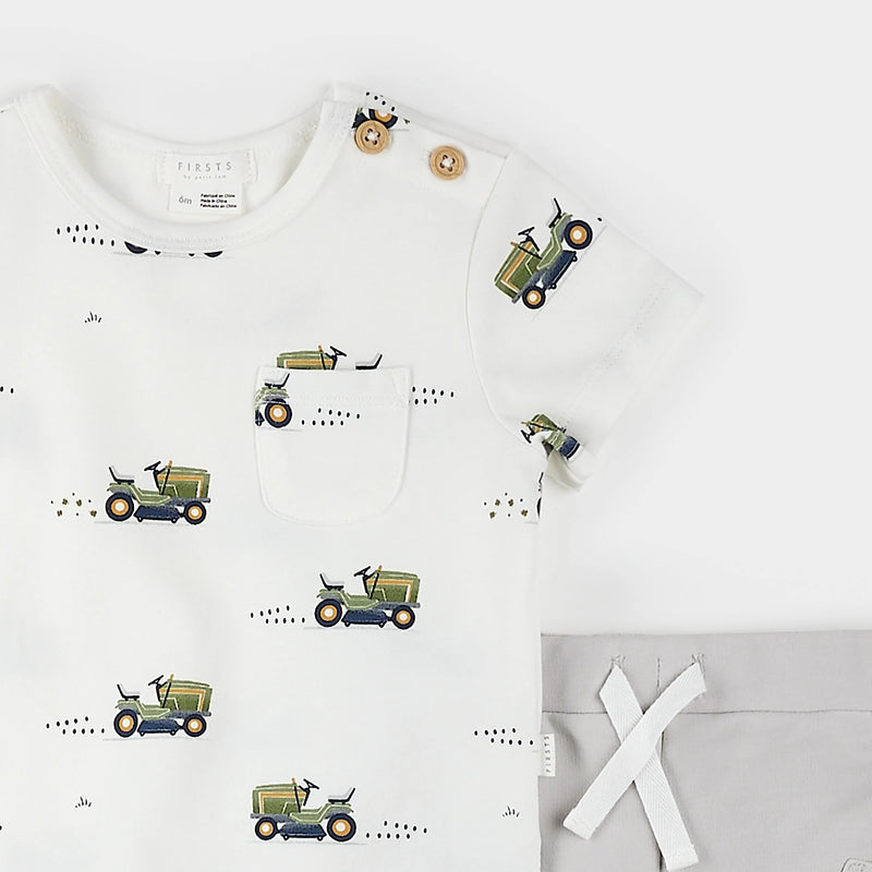 Petit Lem Lawnmower Print T-shirt & Short Set