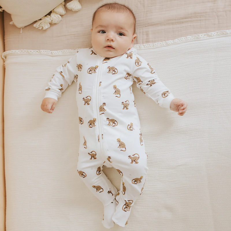 Petit Lem Monkey Print Sleeper