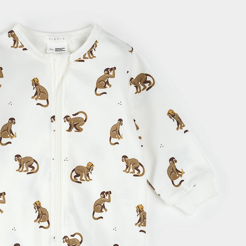 Petit Lem Monkey Print Sleeper