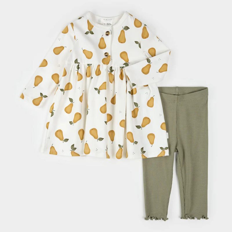Petit Lem Pear Print on Ribbed Dress Set