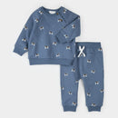 Petit Lem Space Dog Print on Royal Denim Outfit Set