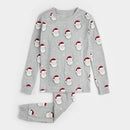 Petit Lem Santa Print on Heather Grey PJ Set