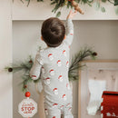 Petit Lem Santa Print on Heather Grey PJ Set