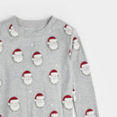 Petit Lem Santa Print on Heather Grey PJ Set