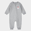 Petit Lem Santa Baby on Heather Grey Fleece Playsuit